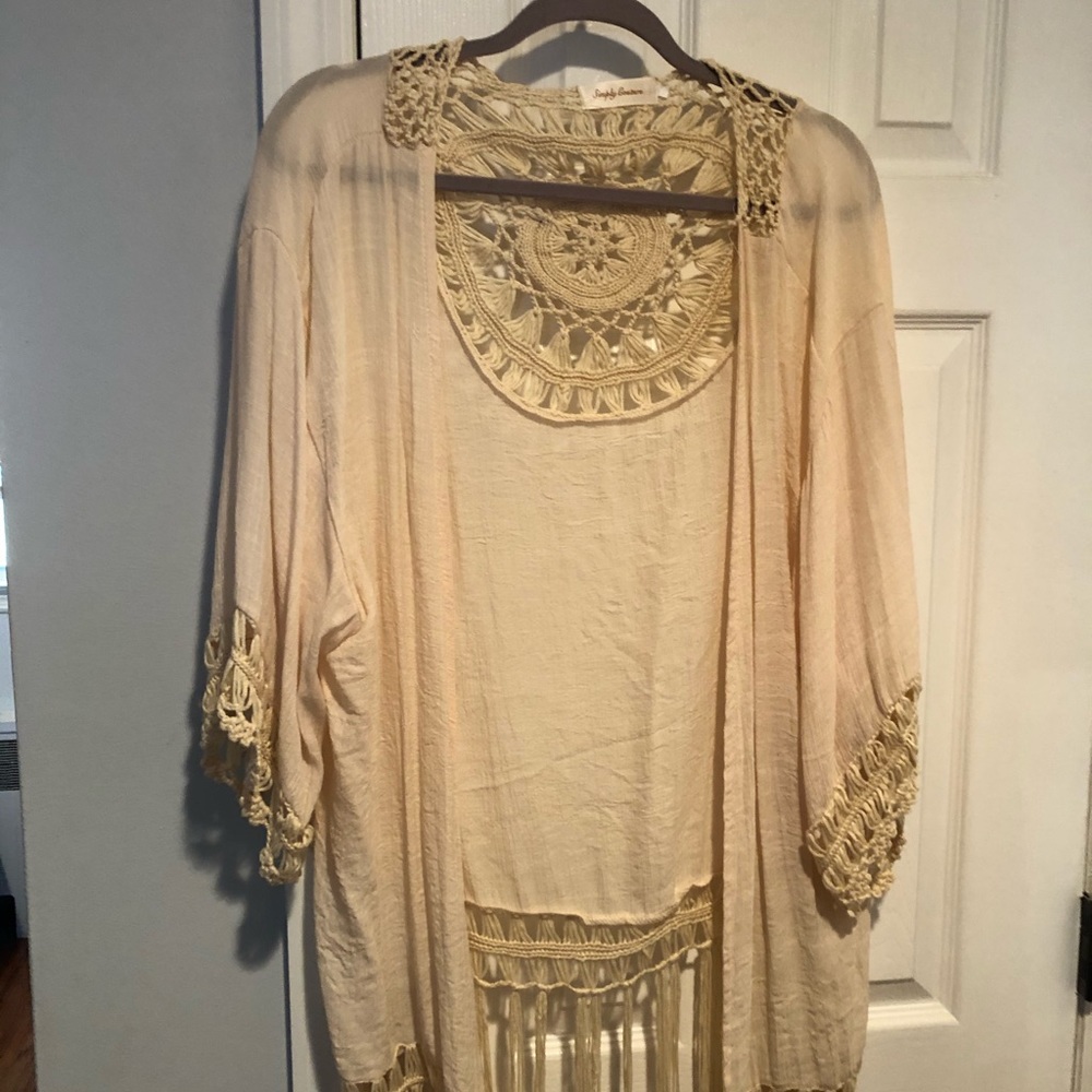 Cream color crochet kimono